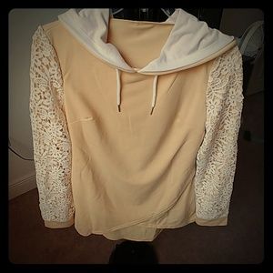 Never worn Cream lace overlay sweatshirt NWOT